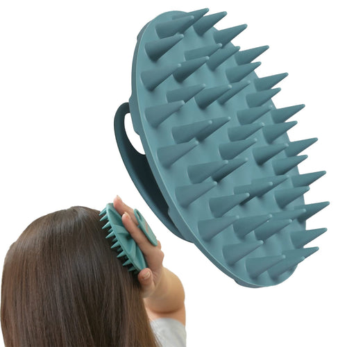 One-Piece Silicone Scalp Massager Shampoo Brush Hair Wash, Dark Green