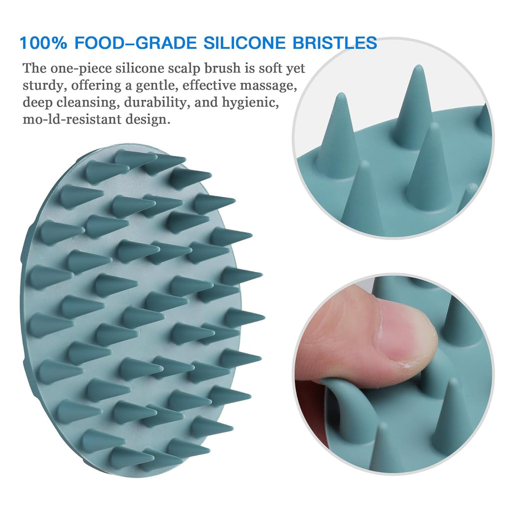 One-Piece Silicone Scalp Massager Shampoo Brush Hair Wash, Dark Green