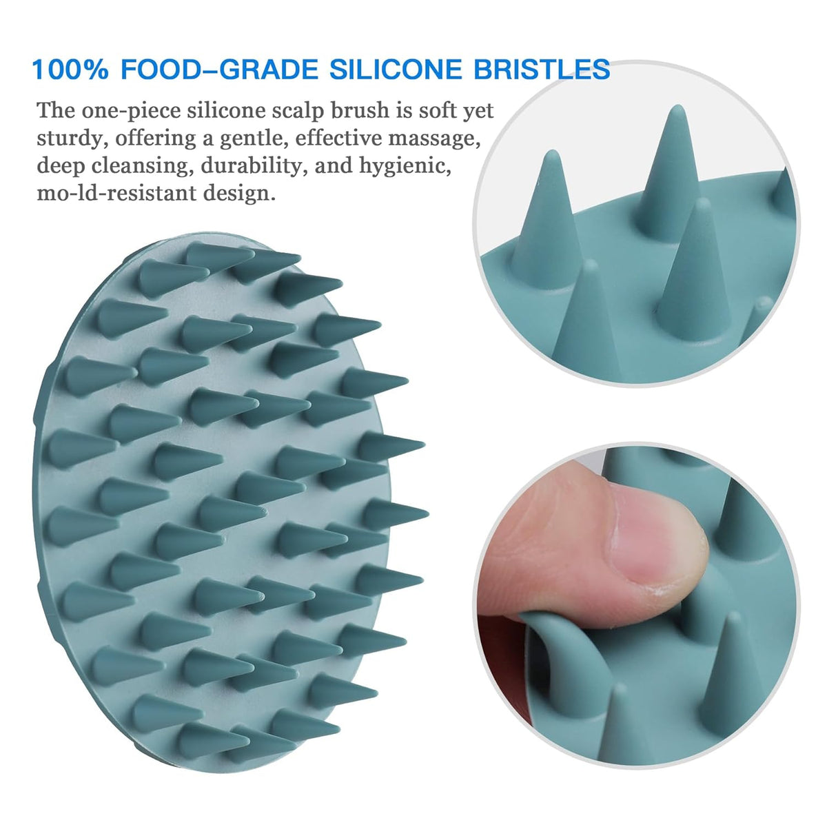 One-Piece Silicone Scalp Massager Shampoo Brush Hair Wash, Dark Green